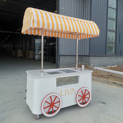 На заказ красивый мороженое мороженое Pop Cart Ручная толчка мобильный фургон с зонтиком