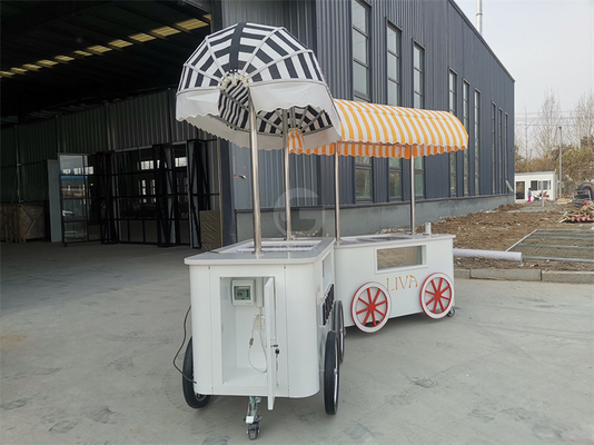 На заказ красивый мороженое мороженое Pop Cart Ручная толчка мобильный фургон с зонтиком