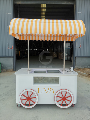 На заказ красивый мороженое мороженое Pop Cart Ручная толчка мобильный фургон с зонтиком