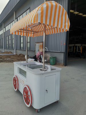 На заказ красивый мороженое мороженое Pop Cart Ручная толчка мобильный фургон с зонтиком