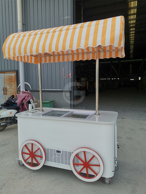 На заказ красивый мороженое мороженое Pop Cart Ручная толчка мобильный фургон с зонтиком